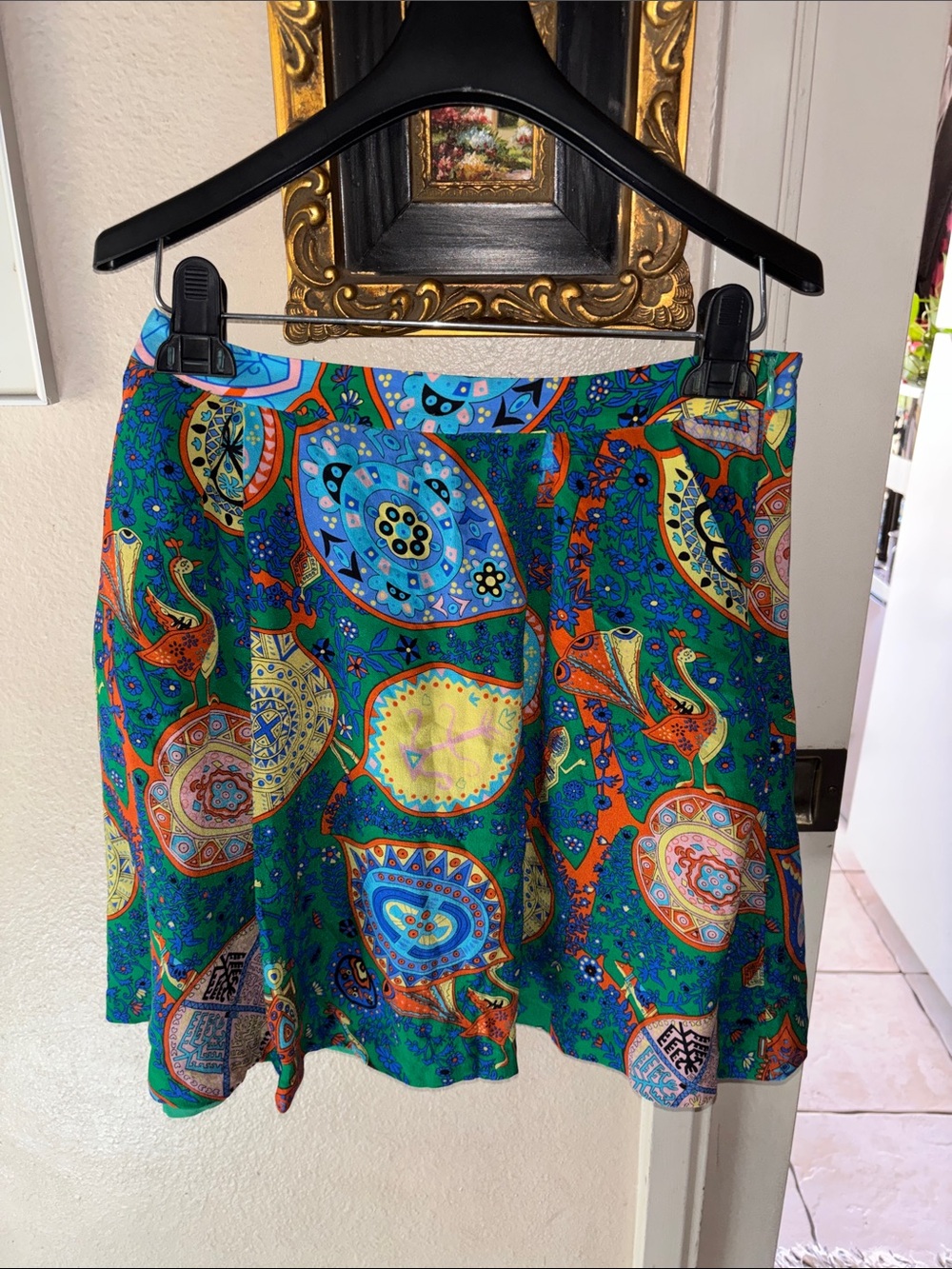Theory Multicolor Silk Paisley Circle Skater Skirt